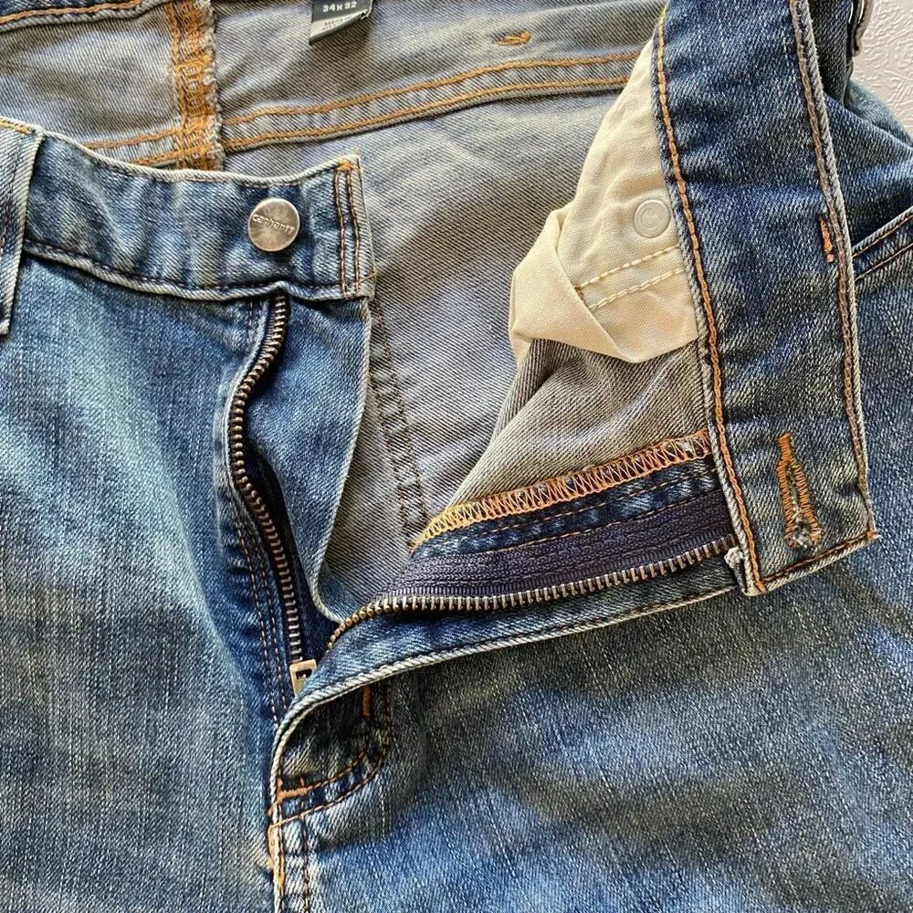 Carhartt Relaxed Fit Jeans Men’s 34x32 Blue Denim Workwear Stretch